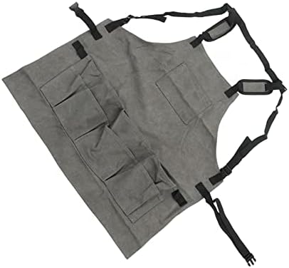 Durable Woodworking Apron Gray Canvas with Large Capacity for Men and