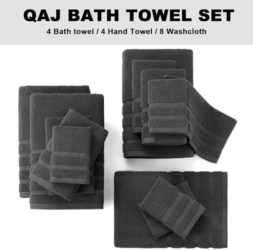 16-Piece Bath Towels Set, 100% Cotton Thick Soft Highly Absorbent