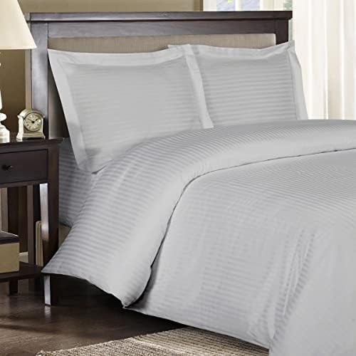 Precious Star Linen 100% Cotton Silver Grey Striped Duvet Cover Set