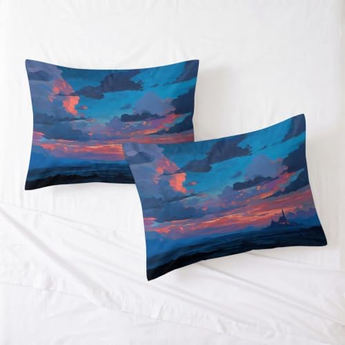 King Duvet Cover Set Natural Scenery Clouds and Sunset Bedding with