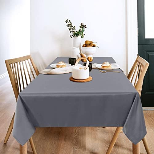 sancua 2 Pack Light Grey Tablecloths 60x120 Inch for 8 Feet Rectangle