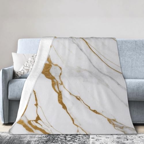 Marble Throw Blanket, White Gold Crack Vintage Flannel Blanket 30"x40"