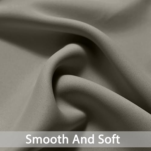 Yakamok Taupe Rod Pocket Blackout Curtains 72 inches Long for Bedroom