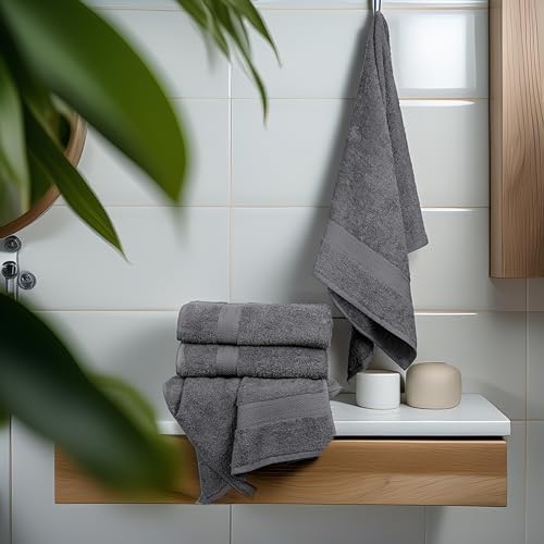 TEXCRAFT Large Bath Towels Set of 6 – 100% Cotton Terry – 24" x 50"