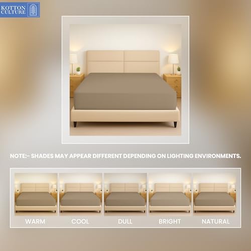 Kotton Culture Full Size Fitted Sheet Taupe, 100% Egyptian Cotton 600