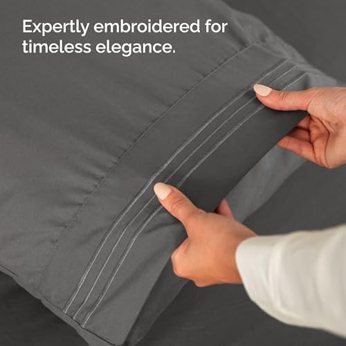Charcoal 4-Piece Sheet Set & Pillowcase Bedding Bundle (King Size)