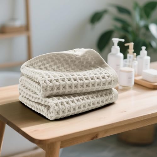 Jacquotha Waffle Hand Towels 5-Piece (Mist White) – Cotton