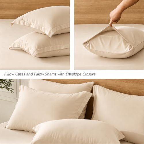 KAKIJUMN 6 Piece Queen Sheets Set, Rayon Derived from Bamboo Blend