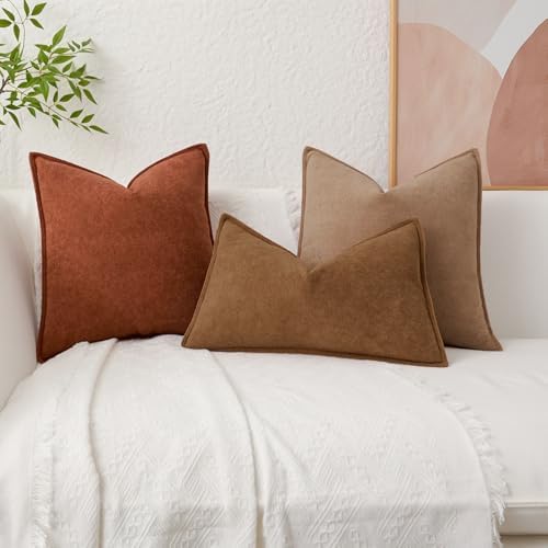 Kevin Textile Soft Waterproof Pillow Covers 18x18 Inch 2 Pack, Brown