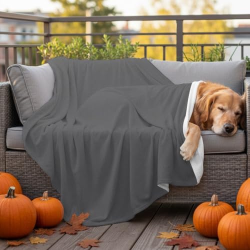 Charcoal Gray Fleece Blanket, Vintage Minimalist Solid Color Micro