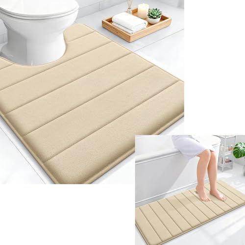 OLANLY Memory Foam Bathroom Rugs and Toilet Rugs, Bath Rug Size 47x20