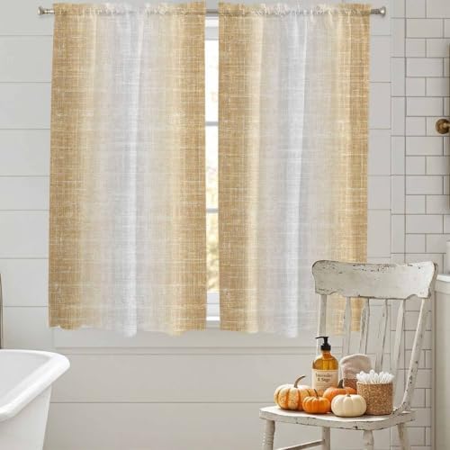 Brown Gray Window Curtains 72 Inch Length, Vintage Ombre Solid Color