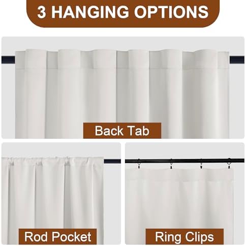 DWCN Ivory Curtains108 inches Long for Living Room - Elegant Thermal