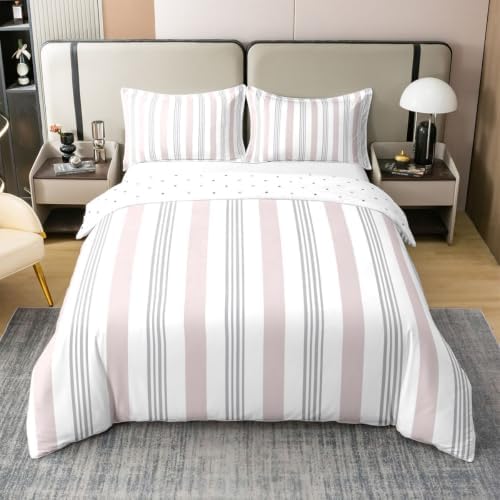 Feelyou Gray Stripes Duvet Cover 100% Cotton King Size Boys Girls