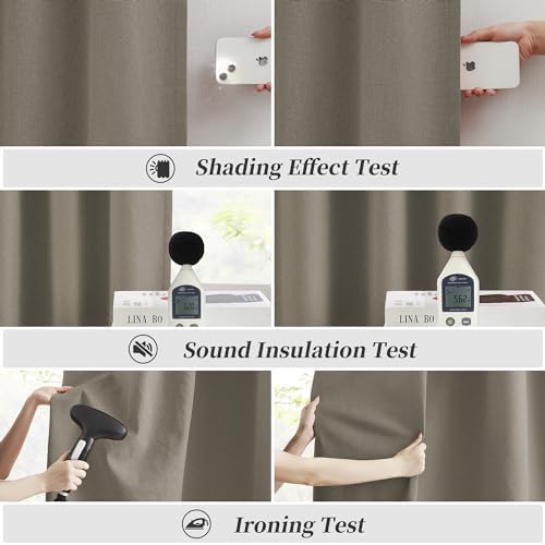 KEQIAOSUOCAI Taupe Blackout Curtains 96 Inches Long 2 Panels Back Tab