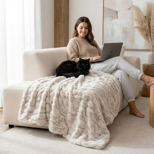 Luxury Concepts Soft Faux Rabbit Fur Throw Blanket - 60" x 80"