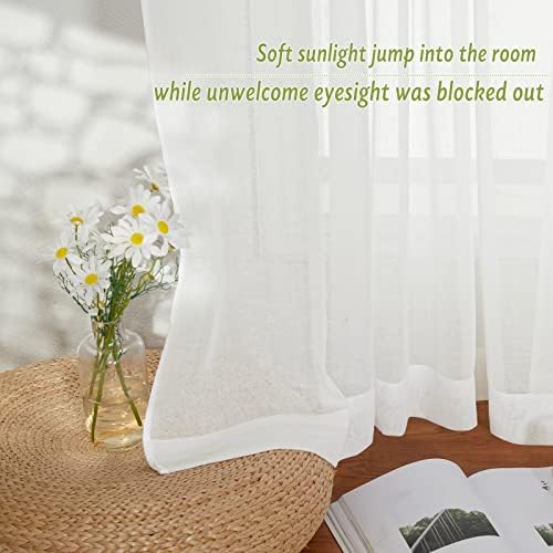 PONY DANCE Natural Linen Curtains, 52 Wide x 108 Long, Ivory, Set of 2