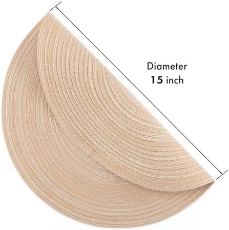 Winknowl Round Braided Placemats Set of 8 Washable Woven Heat