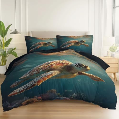 Duvet Cover Set California King, 3pc Reversible Surrealism Underwater