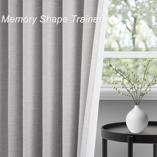 Topfinel Grey Beige Linen Blackout Curtains 84 Inch Long for Bedroom