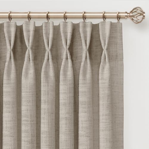 INOVADAY Memory Trained Pinch Pleated Thick Linen Curtains 108 Inches