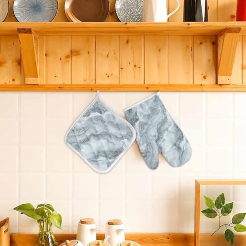 Quilted Cotton Terry Cloth Oven Mitt, Pot Holder Marble Ripple Art