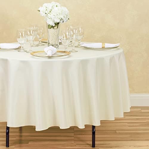 LinenTablecloth 90-Inch Round Polyester Tablecloth Ivory