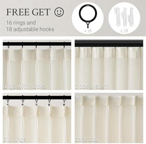 Topfinel 120 Inch Curtains 2 Panels Set,Two Packs Pinch Pleat Back Tab