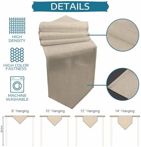 Vintage Cream Table Runner Linen Burlap Table Runner 108 Inches Long