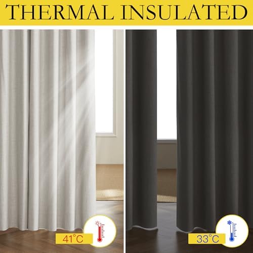 NICETOWN 100% Black Out Curtains 63 inch Long 2 Panels, Alabaster Gray