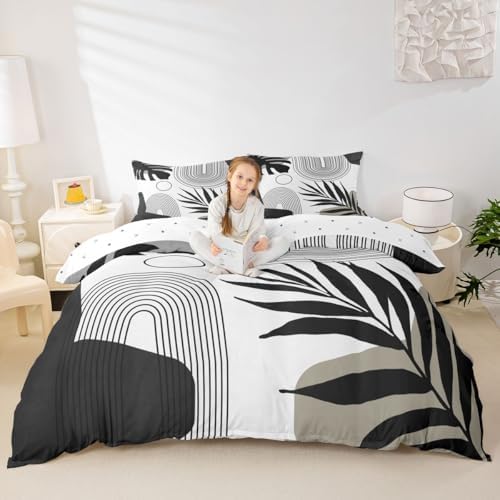 Erosebridal Boho Black White Queen Bedding Set, Mid Century Abstract