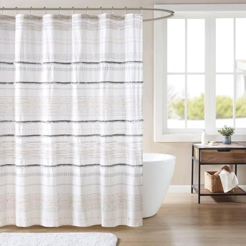 INK+IVY NEA Shower Curtain for Bathroom, Cotton, 72 x 72, Off