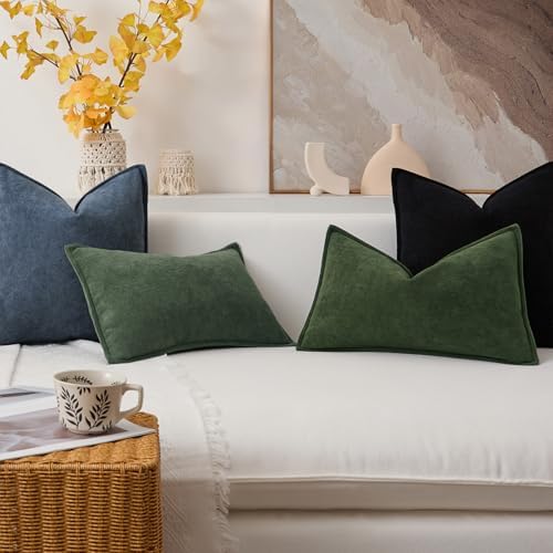 Kevin Textile Soft Waterproof Pillow Covers 18x18 Inch 2 Pack, Moss