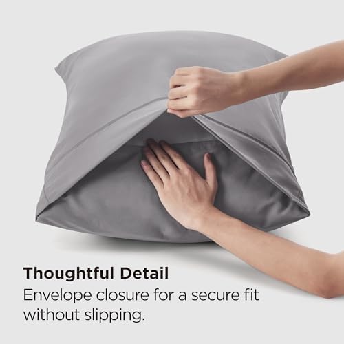Bedsure Queen Pillow Cases Set of 2 - Light Grey Brushed Microfiber