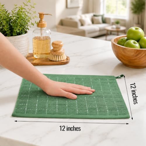 8-Pack Cotton Terry Kitchen Dish Cloths, 12 x 12 Inches