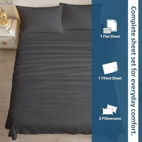 Rajlinen 100% Cotton King Sheets Set, Cooling & Breathable Bed Sheets