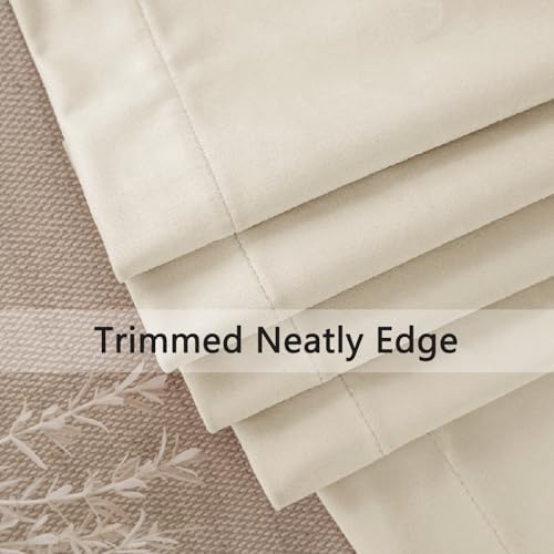 SMILETIME 52" x 96" Ivory White Back Tab Velvet Curtains, 2-Panel Set