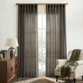 XTMYI Chocolate Brown Curtains 96 Inches Long 2 Panel Set,Sheer Linen