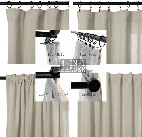 ChadMade Back Tab Window Treatment 84 Inch Length, Textured Light