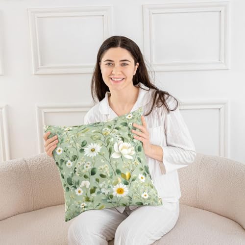 jejeloiu Teal Daisy Throw Pillow Covers Set of 2 Cute Flower
