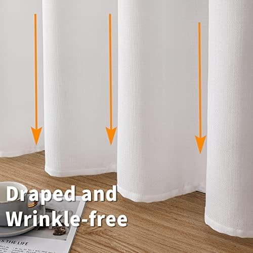 BGment Pure White Curtains 63 Inch Length 2 Panels Set for Bedroom