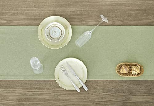 ZeeMart Basic Linen Style Table Runner, 14x90 Inch Sage Green