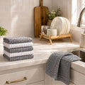 Nora Waffle Kitchen Towels Set of 6, Absorbent 18x28 Inch, Grey and
