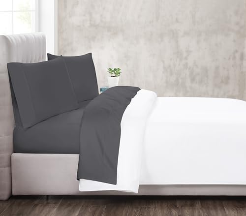 Christian Siriano NY® 300TC Cotton Sateen Dark Grey King 4 Piece Sheet