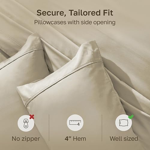 California Design Den 2-Pack King Pillowcase,100% Cotton Sateen Beige