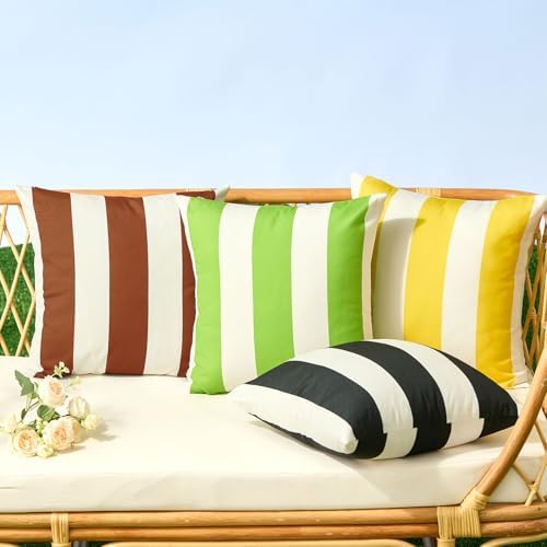 Allorry Outdoor Pillow Covers 18x18 Rust Striped Outdoor Decor