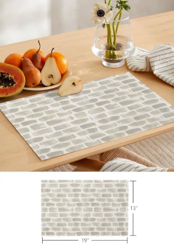 Watercolor Brushstroke Table Runner and Placemats Set of 6 Neutral