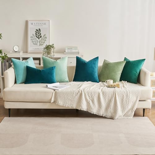 MIULEE Velvet Throw Pillow Covers 20x20 Inch Pack of 2 Teal