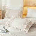 Beige Pillowcases, Macrame Tassel Pillow Cases Set of 2, 100% Washed