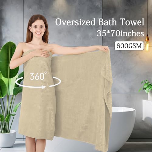 8-Piece Beige Bath Towels Set,2 Oversized Large Bath Towels Sheet,2